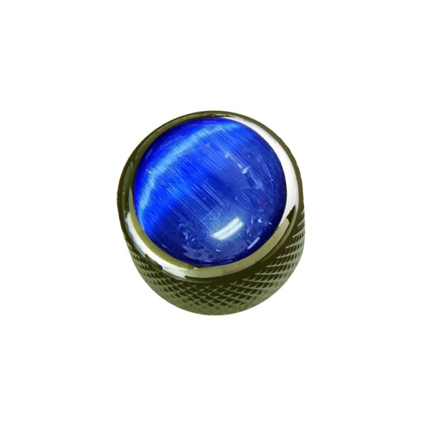 Manopola Per Chitarra Q-Parts KCD-0077 - Cupola Blu Catseye Su Cromo
